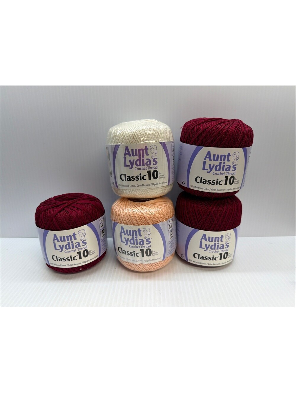 Lot of 5 Balls  Crochet Thread Aunt Lydia  Classic 10 100% Cotton Multi-Color